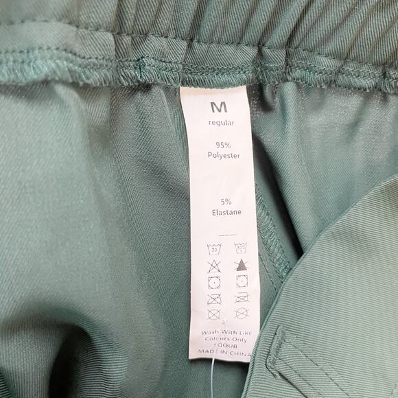 Halara Womens High Waisted Button Green Shirred Straight Leg Work Pants Size M - Picture 4 of 5